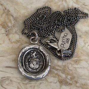 Rare Pyrrha Courage To Hope Talisman Sterling Silver 18” Pyrrha Curb Chain